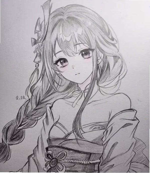 Hướng dẫn vẽ tranh anime nữ cổ trang bằng bút chì chi tiết