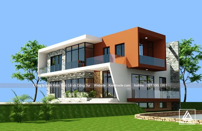 Mẫu Thiết Kế Nhà Biệt Thự 2 Tầng Hiện Đại Đẹp Nhất- Kiến Trúc Lê