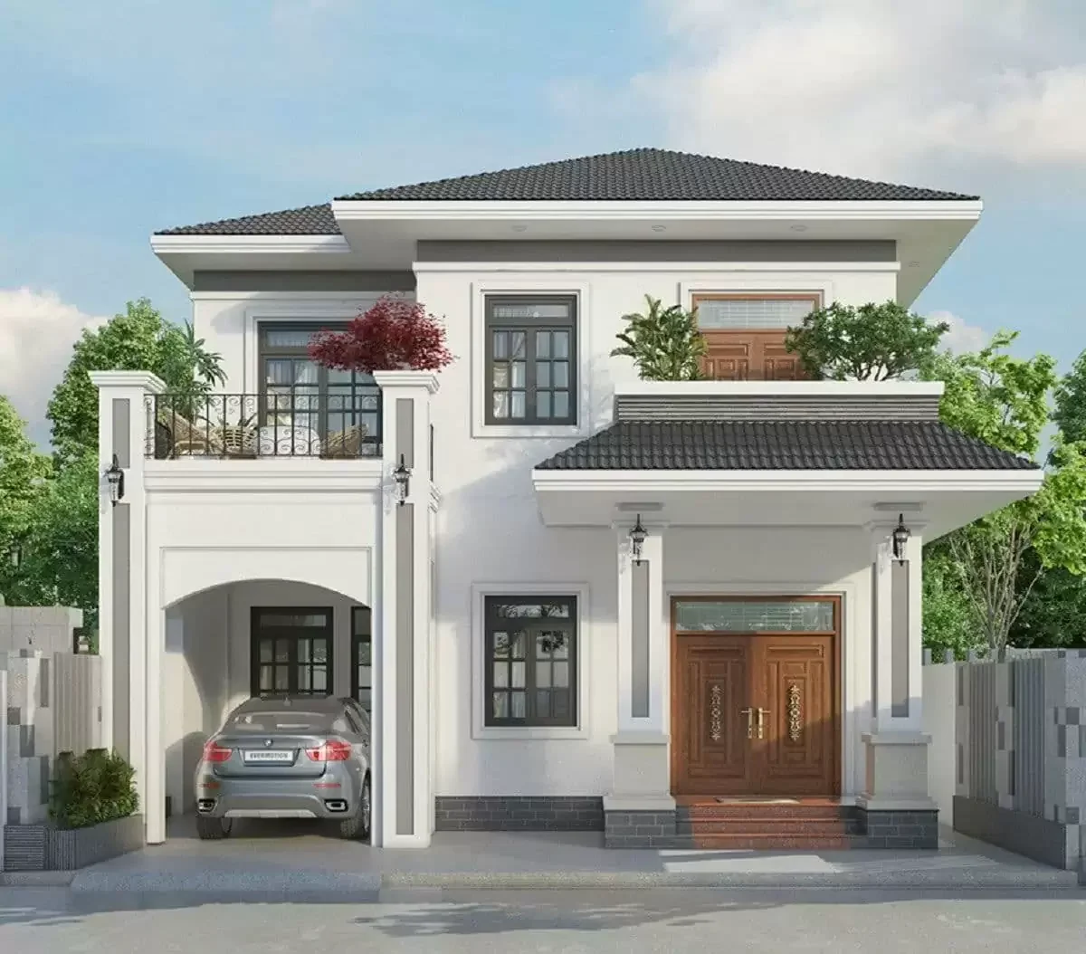 Mẫu nhà 2 tầng đẹp, thiết kế đơn giản, tối ưu chi phí