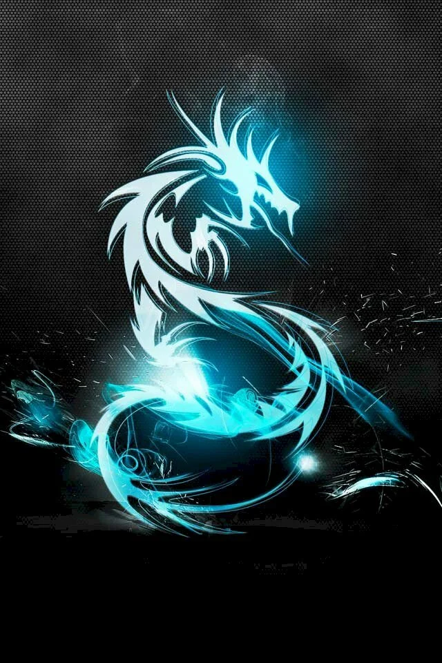 Hình rồng xanh neon dùng làm nền điện thoại đẹp và sắc nét