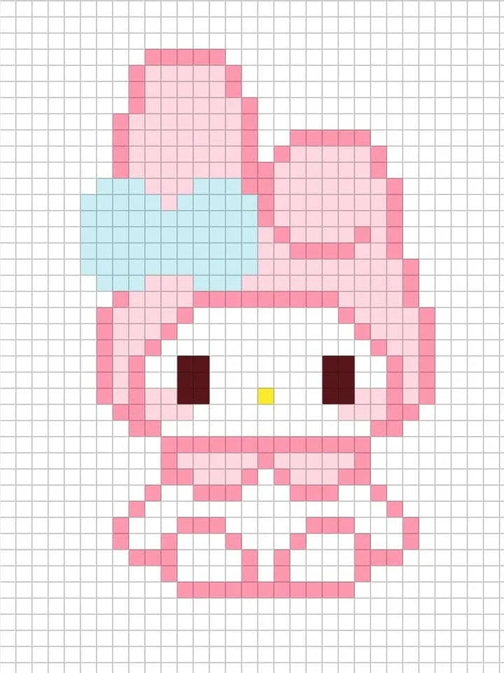 Tranh pixel đơn giản hình nhân vật My Melody