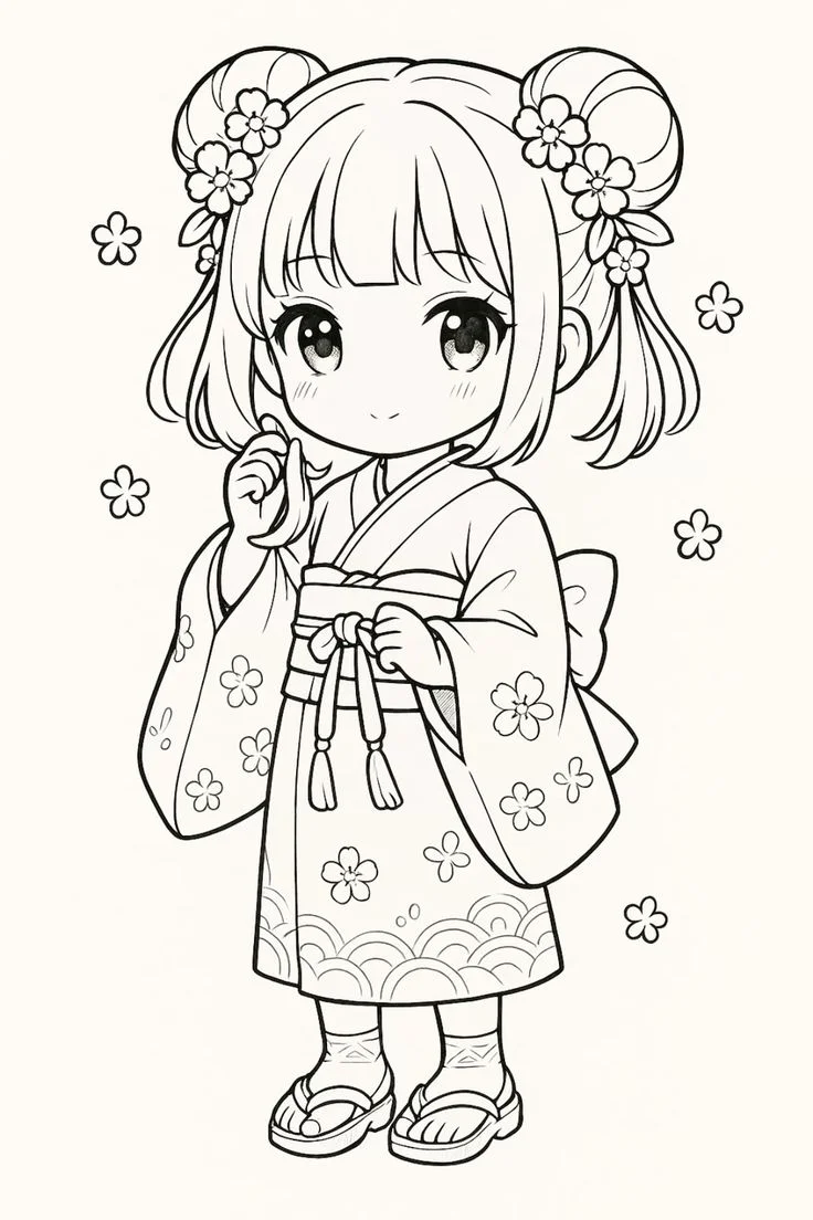 Tranh tô màu chibi anime 7