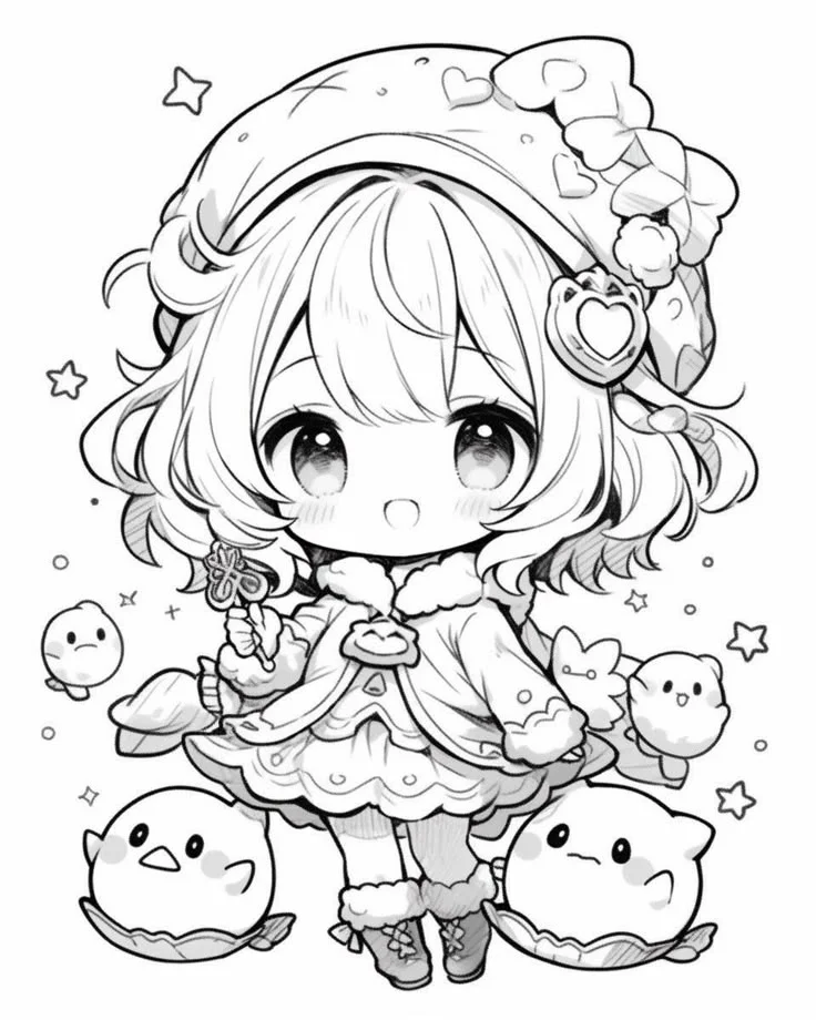 Tranh tô màu chibi anime 9