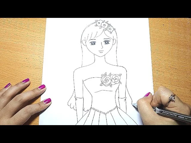 Vẽ Cô Gái l Cách vẽ cô gái đơn giản nhất l How to draw a girl very easy | ONG MẬT MỸ THUẬT #39