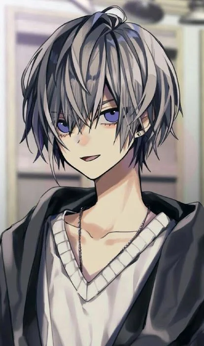 chàng trai anime tóc xám làm ảnh nền tiktok