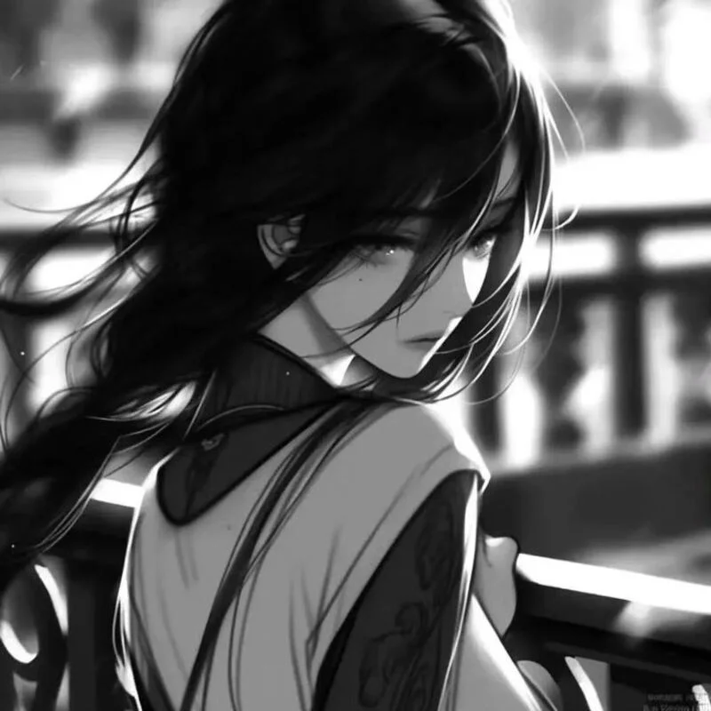 Ảnh Anime nữ trắng đen nghệ thuật (3)