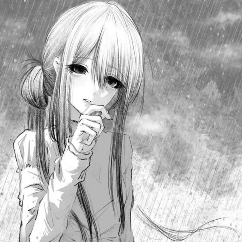 Ảnh Anime nữ trắng đen nghệ thuật (13)