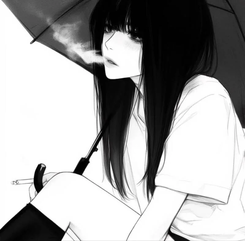 Ảnh Anime nữ trắng đen nghệ thuật (2)