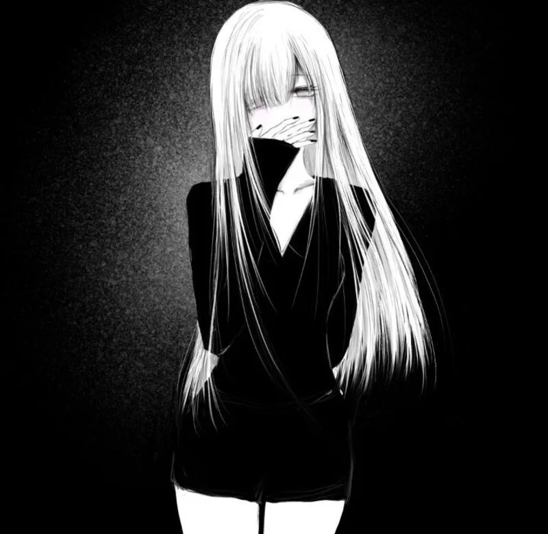 Ảnh Anime nữ trắng đen nghệ thuật (8)