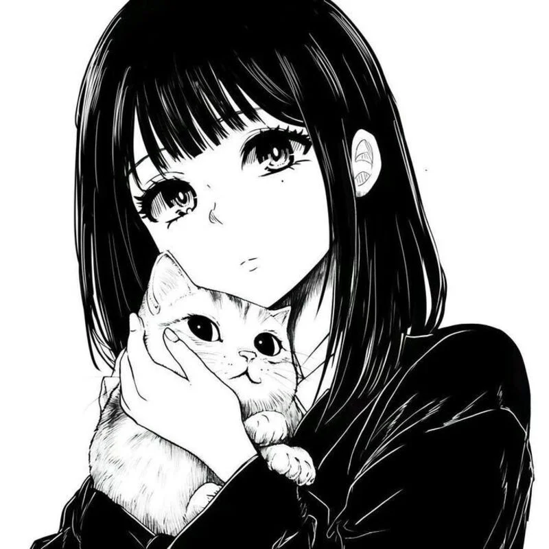 Ảnh Anime nữ trắng đen nghệ thuật (10)
