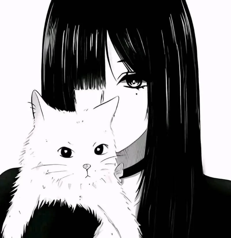 Ảnh Anime nữ trắng đen nghệ thuật (11)