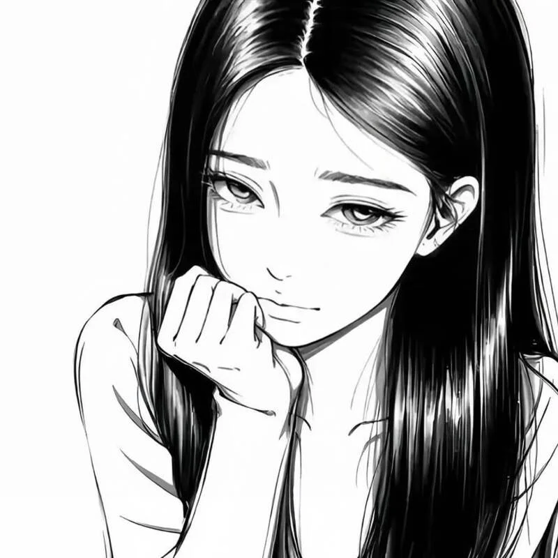 Ảnh Anime nữ trắng đen nghệ thuật (12)