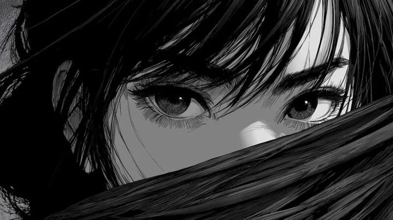 Ảnh Anime nữ trắng đen nghệ thuật (6)