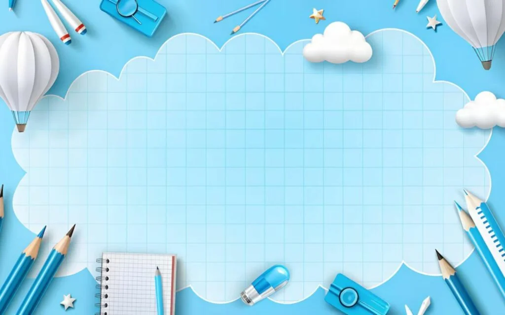 Hình nền powerpoint chủ đề học tập với dụng cụ văn phòng phẩm