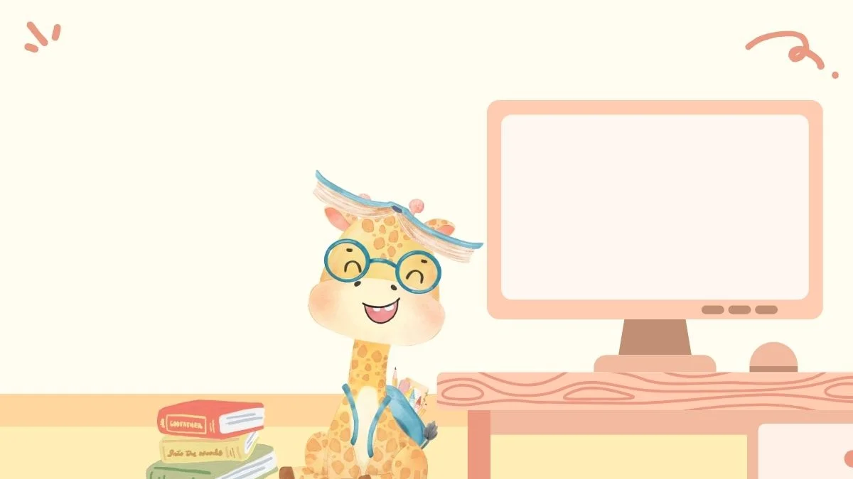 Hình nền powerpoint chú hươu cao cổ học bài