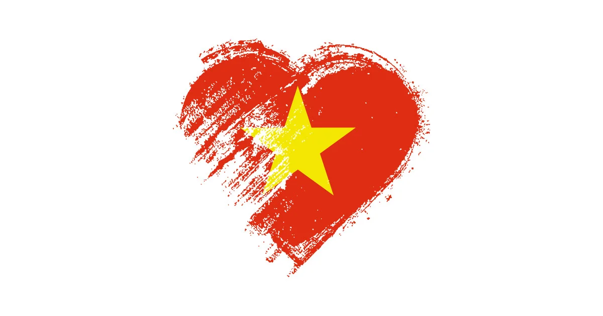 Hình trái tim cách điệu với lá cờ Việt Nam